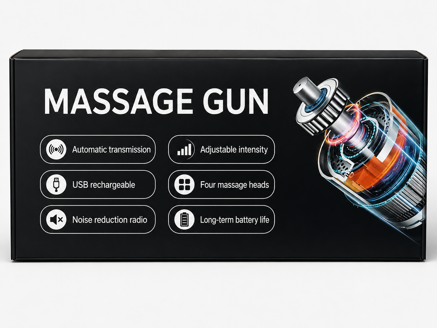 Full Body Massage Gun – Deep Tissue Muscle Massager with 4 Heads | Rechargeable & Portable
