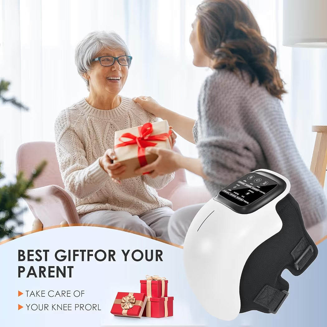 Smart Knee Massager with Heat, Vibration & Red Laser Therapy 3 in 1 | Rechargeable Knee Pain Relief Massager for Joint Pain & Arthritis