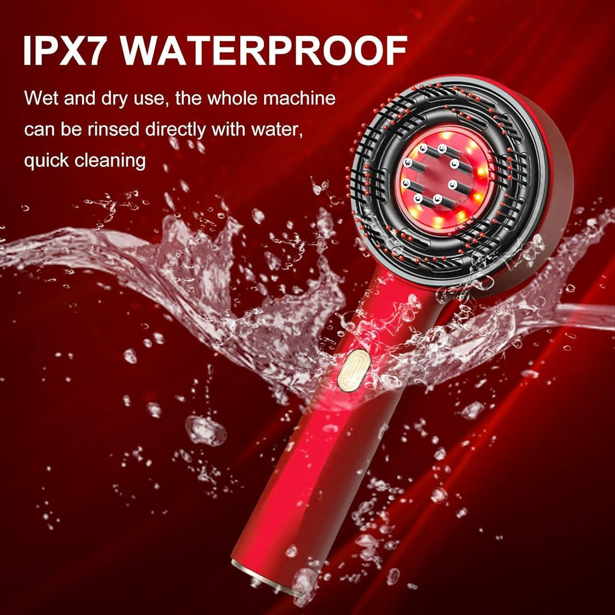 Premium Head Scalp Electric Massager Comb | Scalp Massaging Brush with 3 In 1 Hair Oil Applicator | IPX7 Waterproof,Portable Deep Massager For Hair & Head Relaxation at Home | Massage for Hair Growth/Stress Relax (Red)
