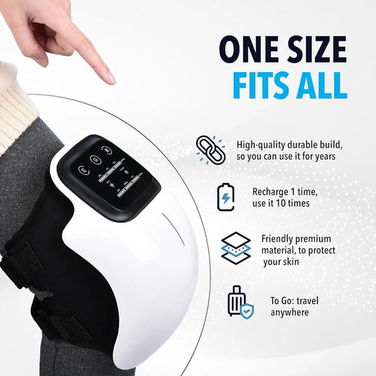 Smart Knee Massager with Heat, Vibration & Red Laser Therapy 3 in 1 | Rechargeable Knee Pain Relief Massager for Joint Pain & Arthritis