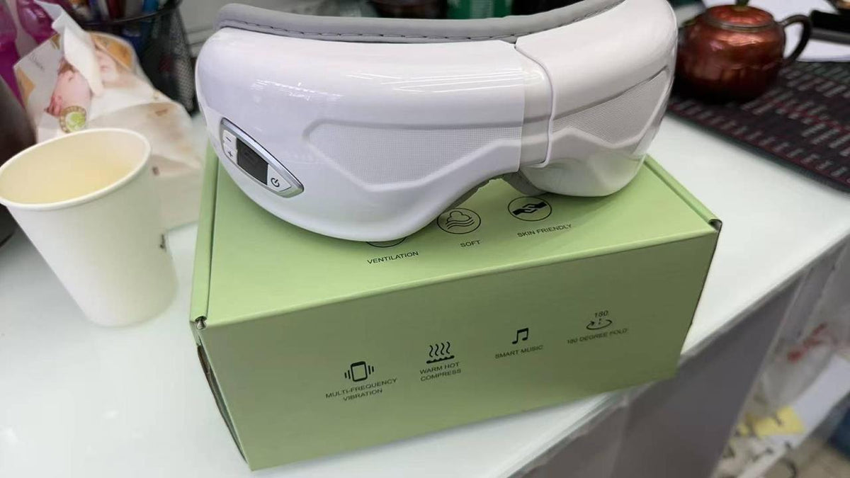 Eye Massager - 1 Year Warranty - Heat Compression - Air Pressure - Vibration Massage - Bluetooth Speakers - Rechargeable - Eye Relaxation - Improve Sleep - Foldable & Portable