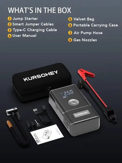 Tire Inflator Car Jump Starter Power Bank Tyre Inflator Air Compressor