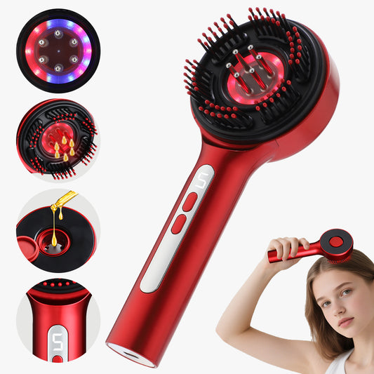 Premium Head Scalp Electric Massager Comb | Scalp Massaging Brush with 3 In 1 Hair Oil Applicator | IPX7 Waterproof,Portable Deep Massager For Hair & Head Relaxation at Home | Massage for Hair Growth/Stress Relax (Red)