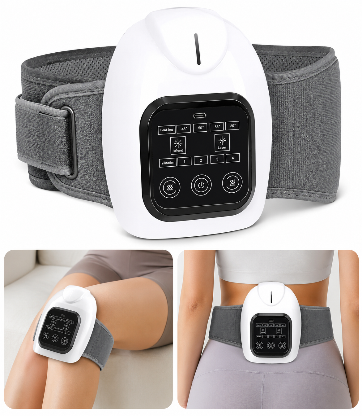 Smart Knee Massager with Heat, Vibration & Red Laser Therapy 3 in 1 | Rechargeable Knee Pain Relief Massager for Joint Pain & Arthritis